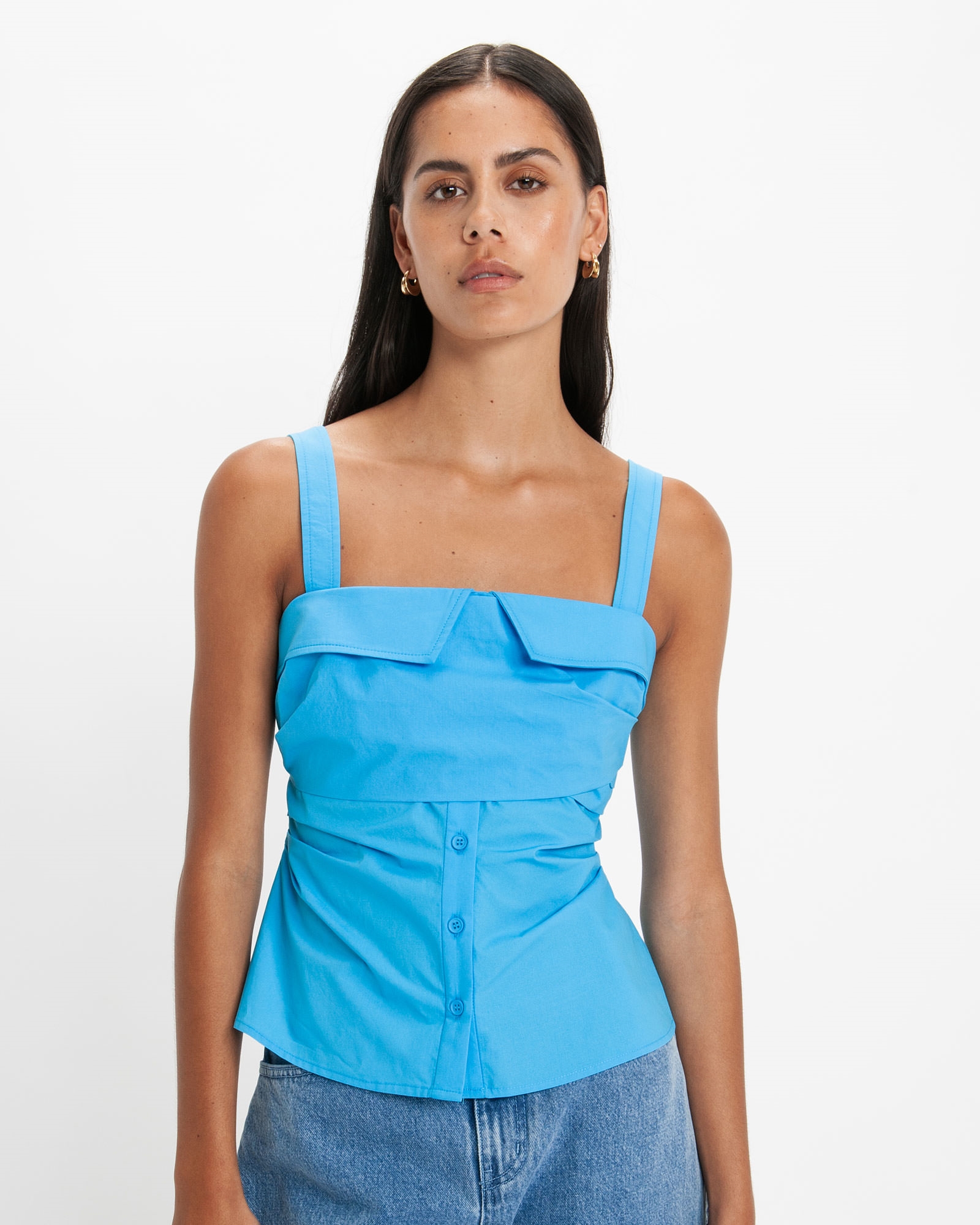Tops and Shirts  | Strappy Wrap Detail Bodice | 655 Deep Sky Blue