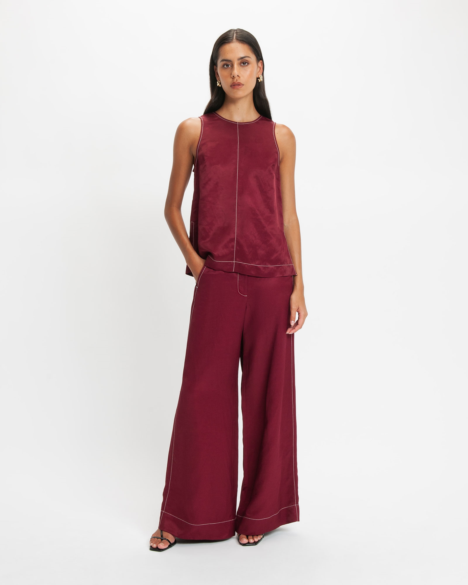 Tops and Shirts | Pinot Contrast Stitch Top | 694 Pinot