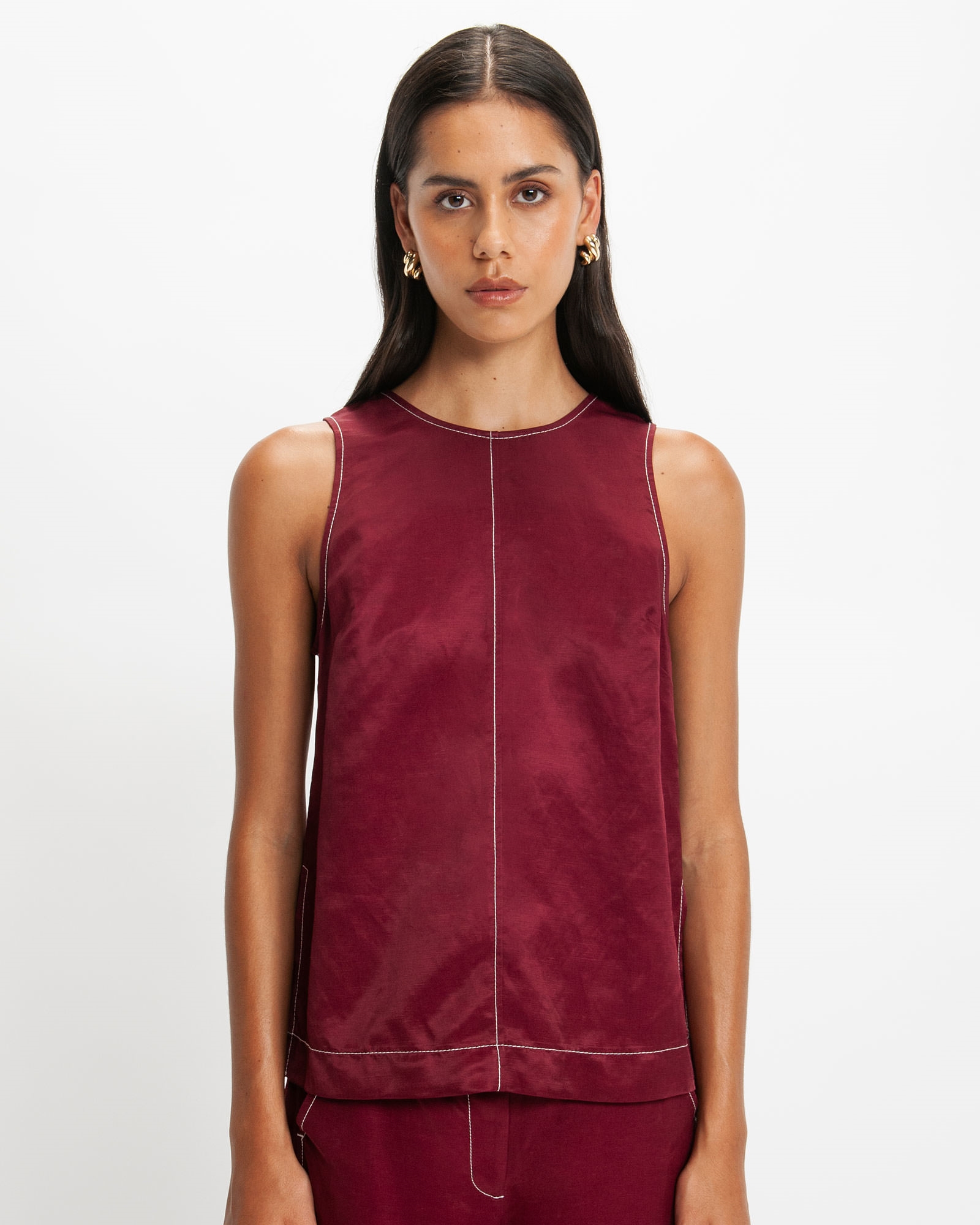 Tops and Shirts  | Pinot Contrast Stitch Top | 694 Pinot