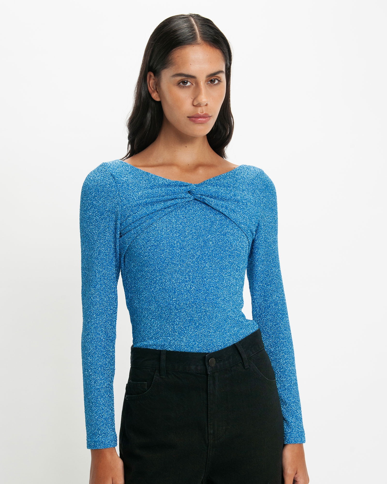 Tops and Shirts  | Lurex Long Sleeve Top | 721 Blue Jewel