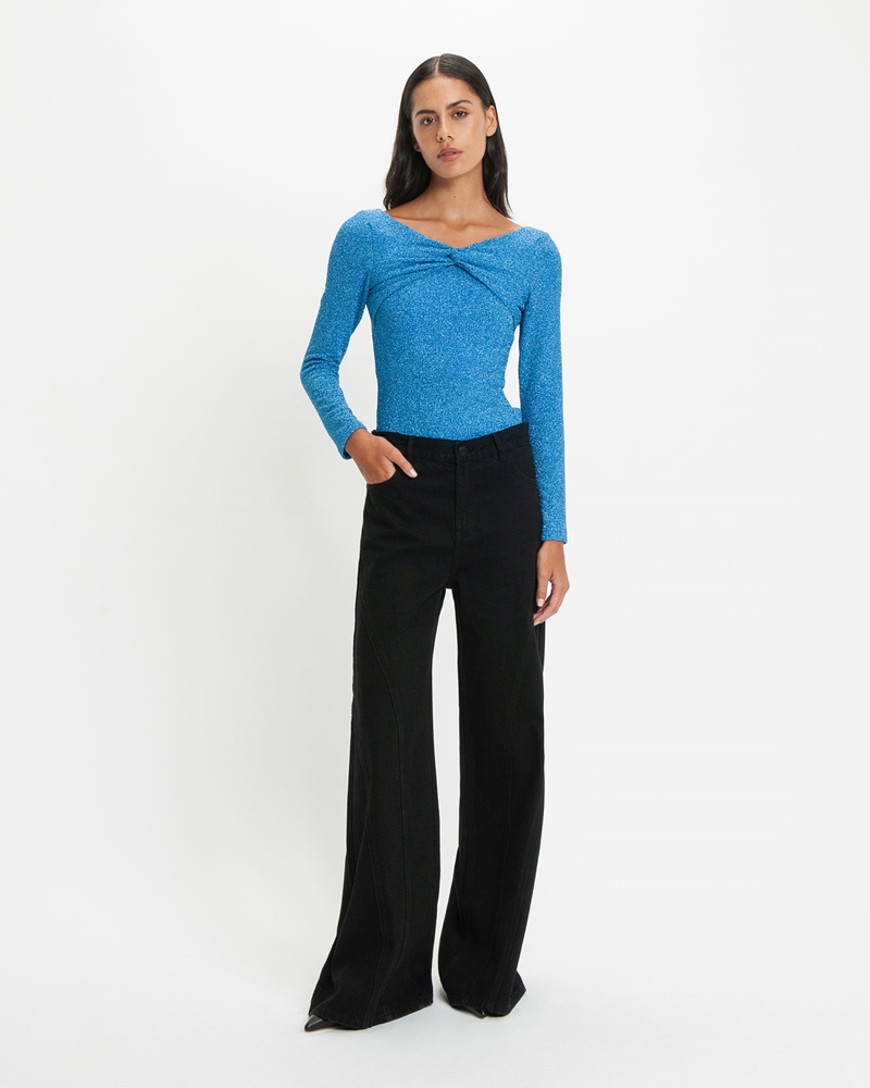 Tops and Shirts | Lurex Long Sleeve Top | 721 Blue Jewel