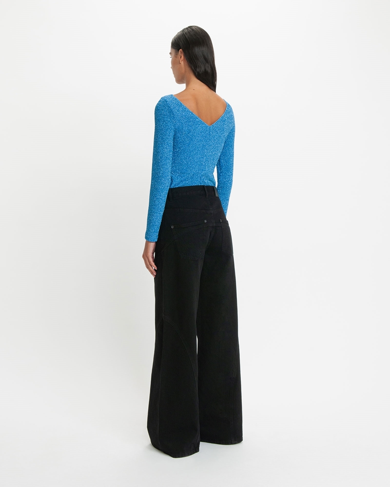 Tops and Shirts  | Lurex Long Sleeve Top | 721 Blue Jewel