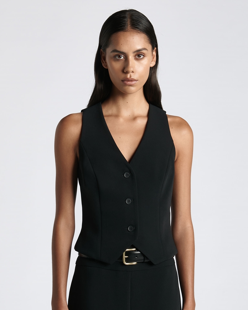Tops and Shirts | Recycled Twill Waistcoat | 990 Black