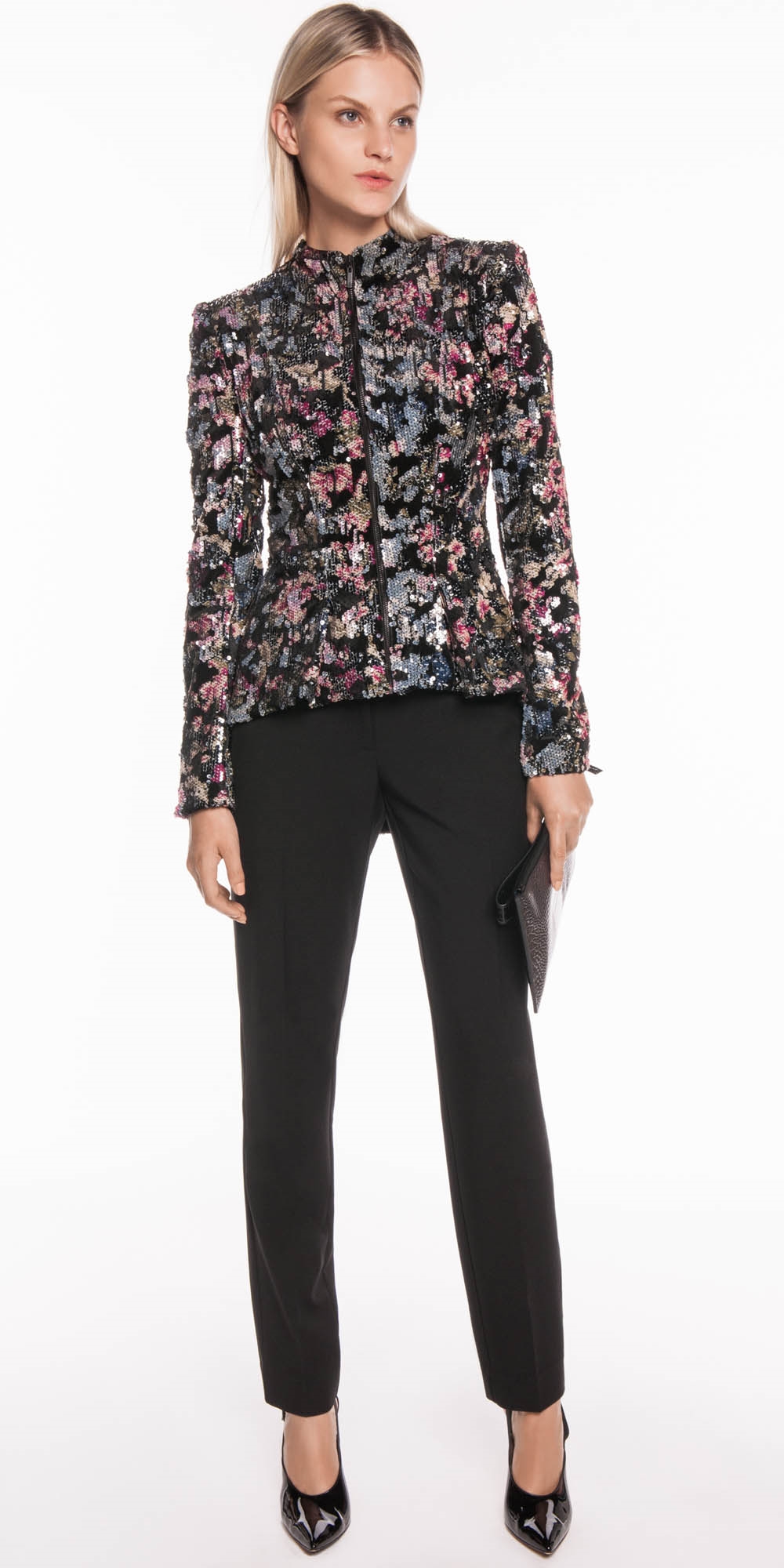 Velvet Sequin Zip Front Jacket | Buy Jackets Online - Cue