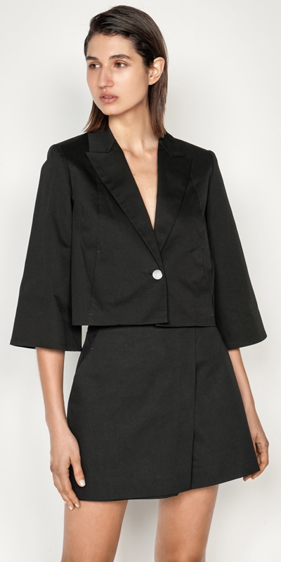 Jackets and Coats  | Cotton Cropped Jacket | 990 Black
