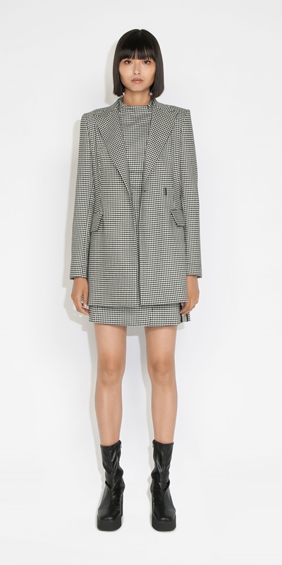 Jackets and Coats | Houndstooth Relaxed Blazer | 988 Black/White
