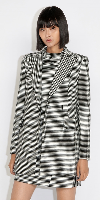 Wear to Work  | Houndstooth Relaxed Blazer | 988 Black/White