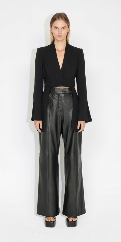 Jackets and Coats | Wrap Front Blazer | 990 Black