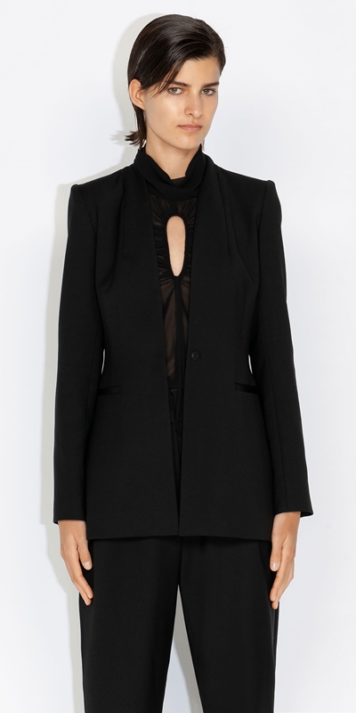 Jackets and Coats  | Wool Stitched Back Blazer | 990 Black