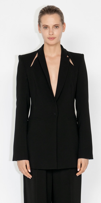 Jackets and Coats  | Crepe Signature Blazer | 990 Black