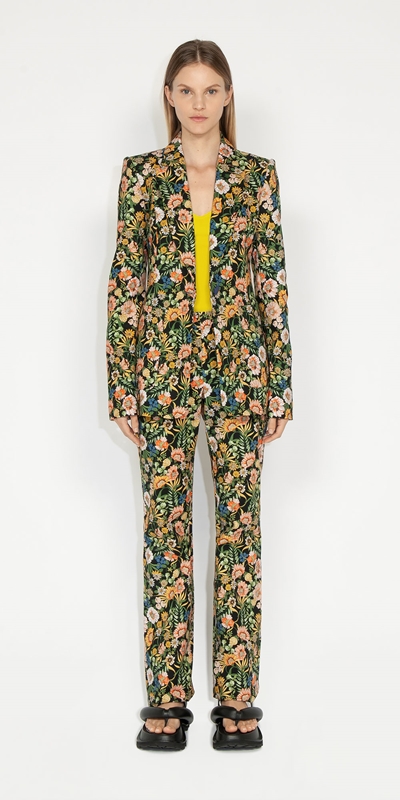 Jackets and Coats | Spring Floral Faille Jacket | 333 Fern