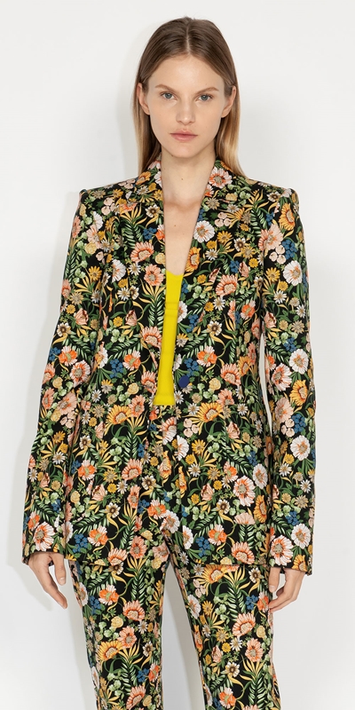 Jackets and Coats  | Spring Floral Faille Jacket | 333 Fern