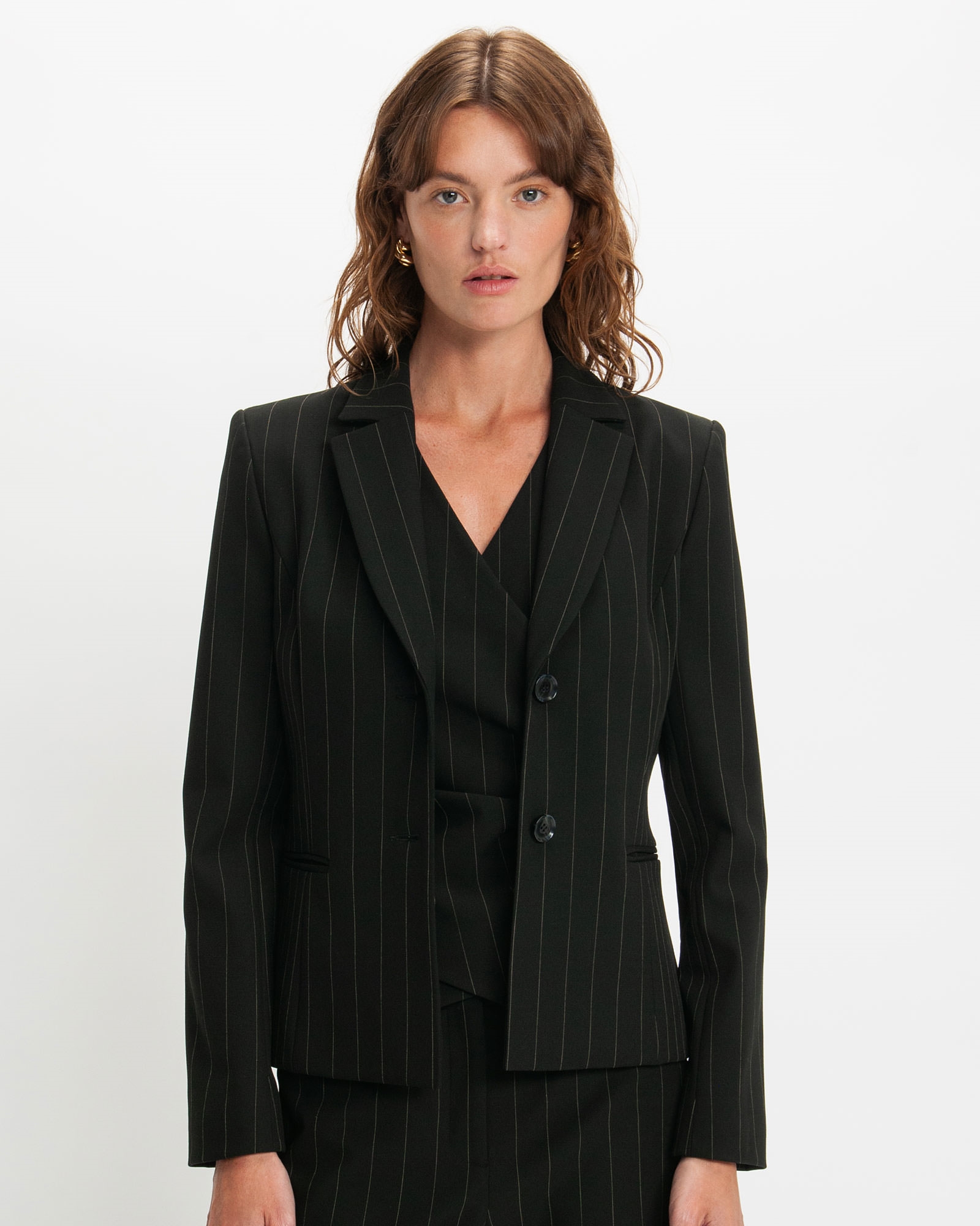Jackets and Coats  | Contrast Pinstripe Jacket | 990 Black