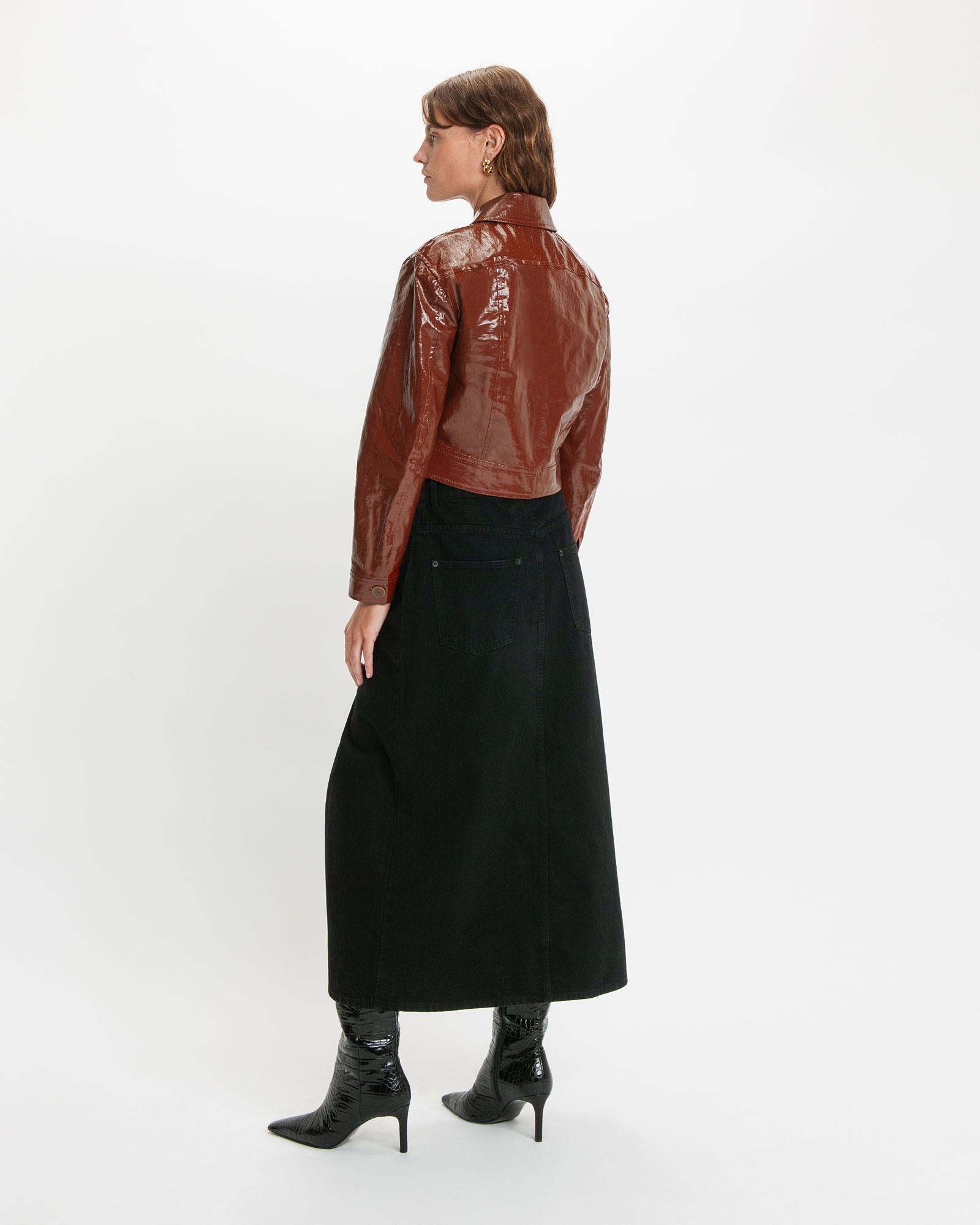Jackets and Coats | Italian Gloss Linen Cropped Jacket | 896 Sienna