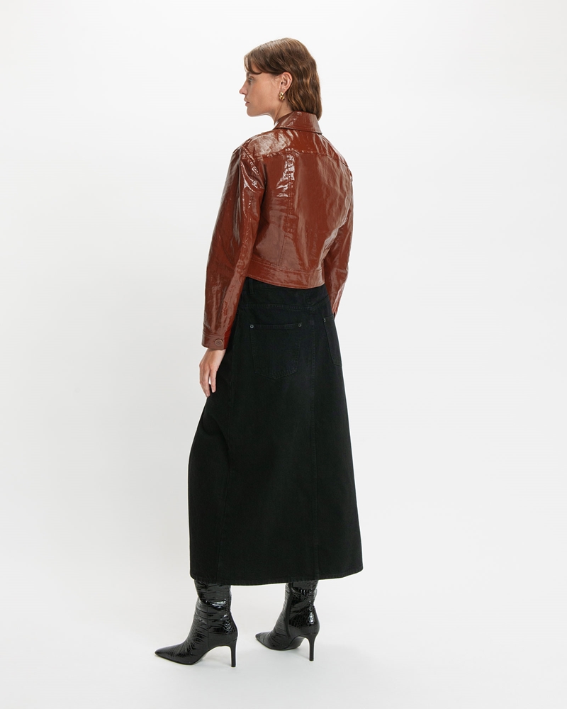 Jackets and Coats  | Gloss Linen Cropped Jacket | 896 Sienna