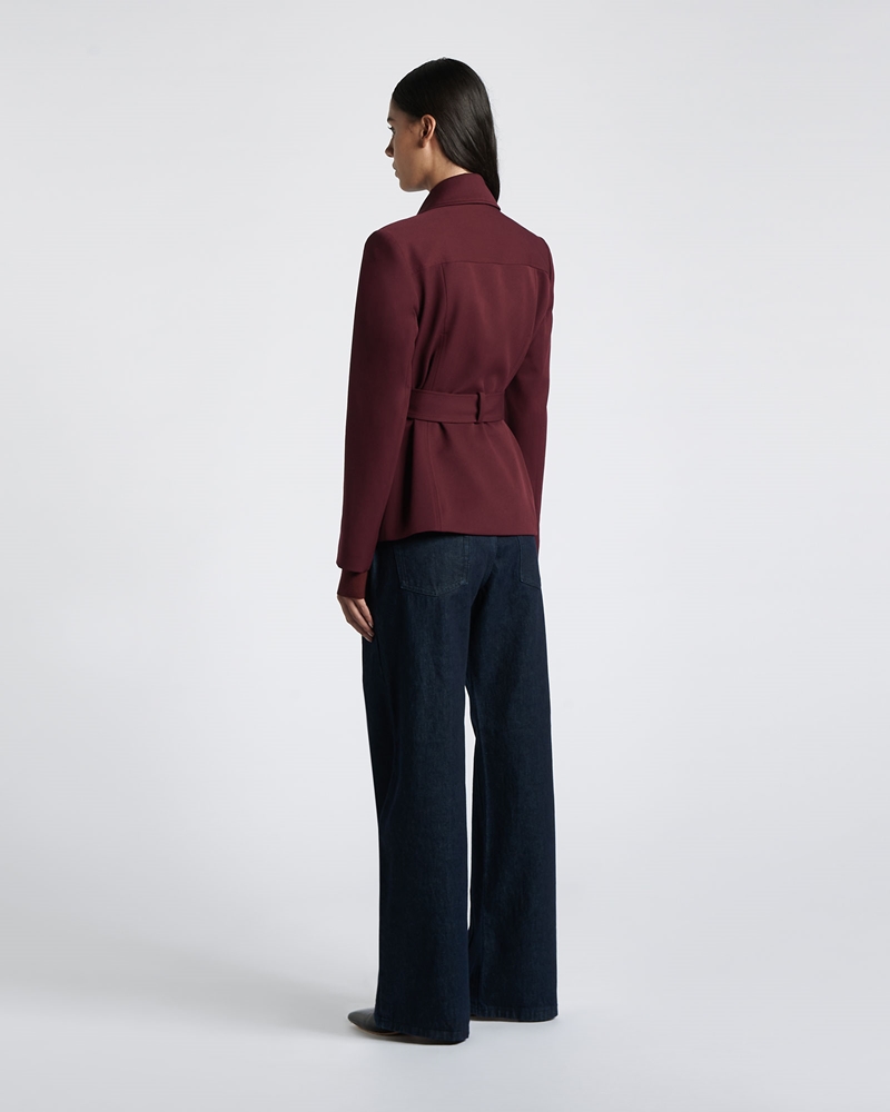 Jackets and Coats  | Bordeaux Eco Twill Belted Jacket | 619 Bordeaux
