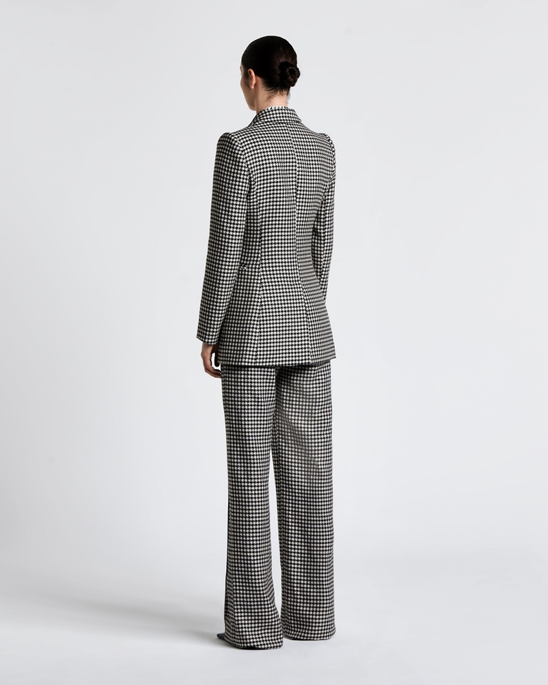Jackets and Coats  | Linen Blend Houndstooth Blazer | 988 Black/White