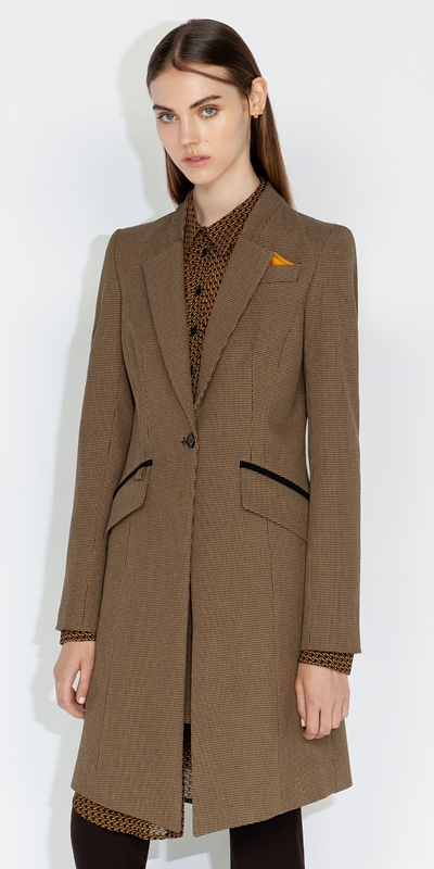 Jackets and Coats  | Mini Houndstooth Coat | 978 Black/Tan