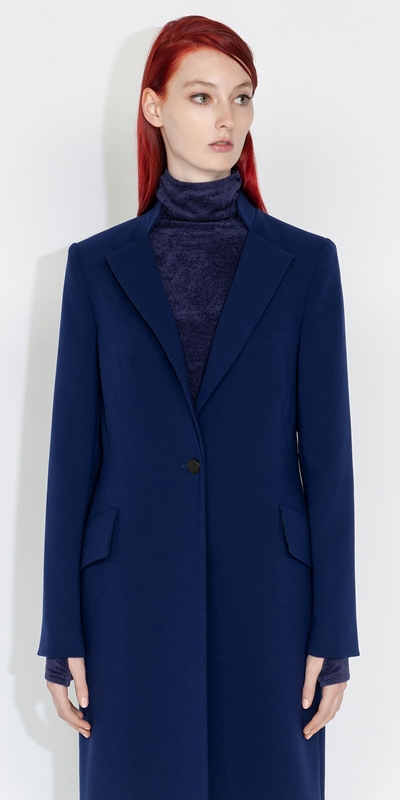 Jackets and Coats  | Crepe Maxi Coat | 779 Cobalt
