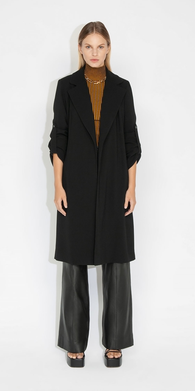 Cue Cares - Sustainable | Belted Trench | 990 Black