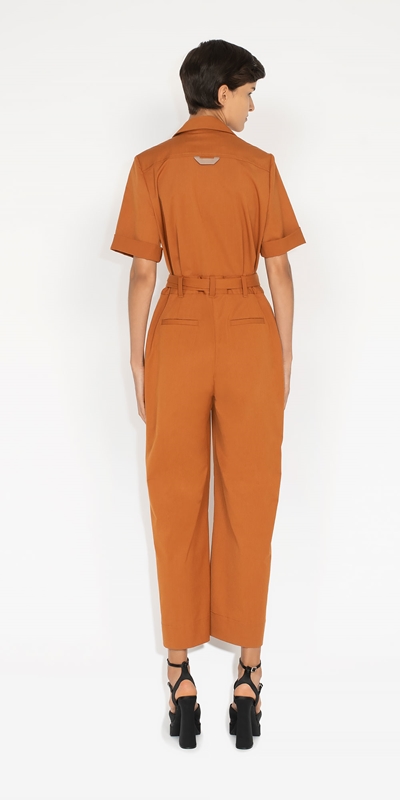 Jumpsuits | Twill Belted Jumpsuit | 262 Ochre