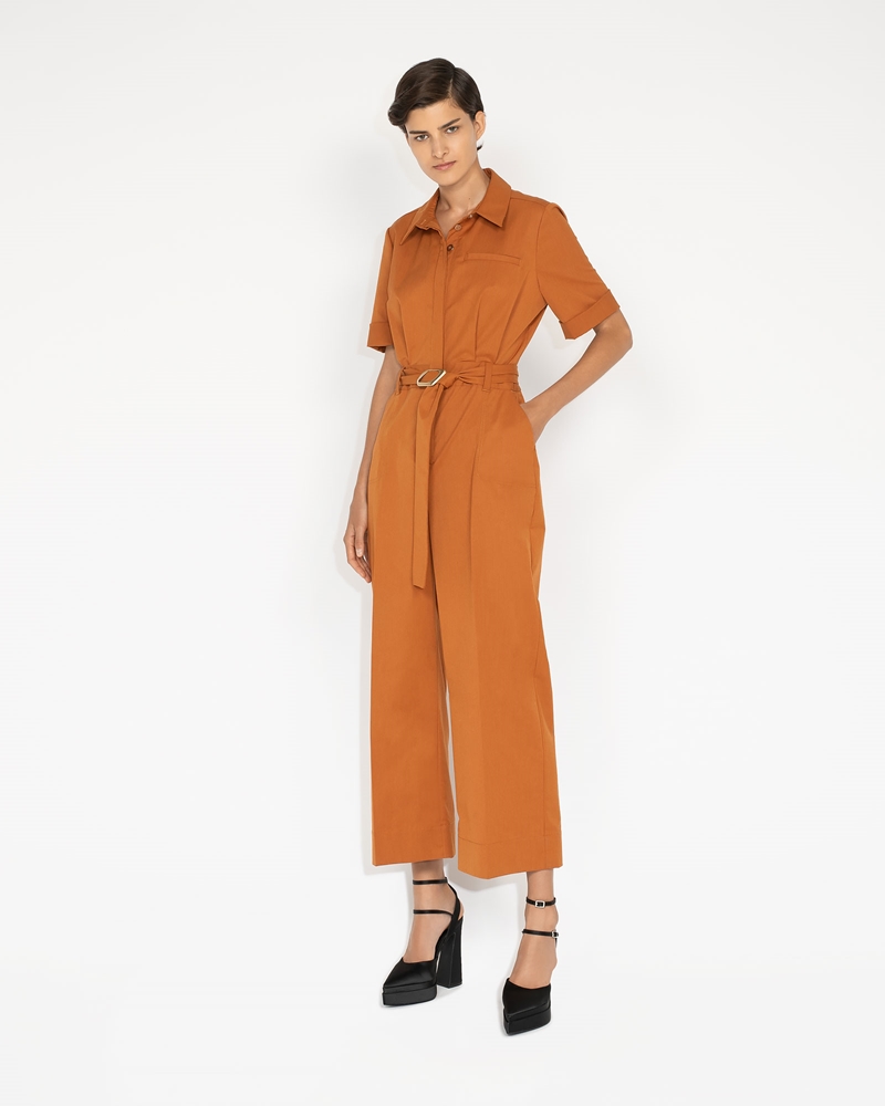 Jumpsuits | Twill Belted Jumpsuit | 262 Ochre
