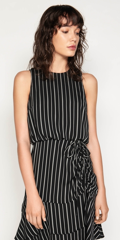 Striped Ruched Waist Dress | Buy Dresses Online - Cue