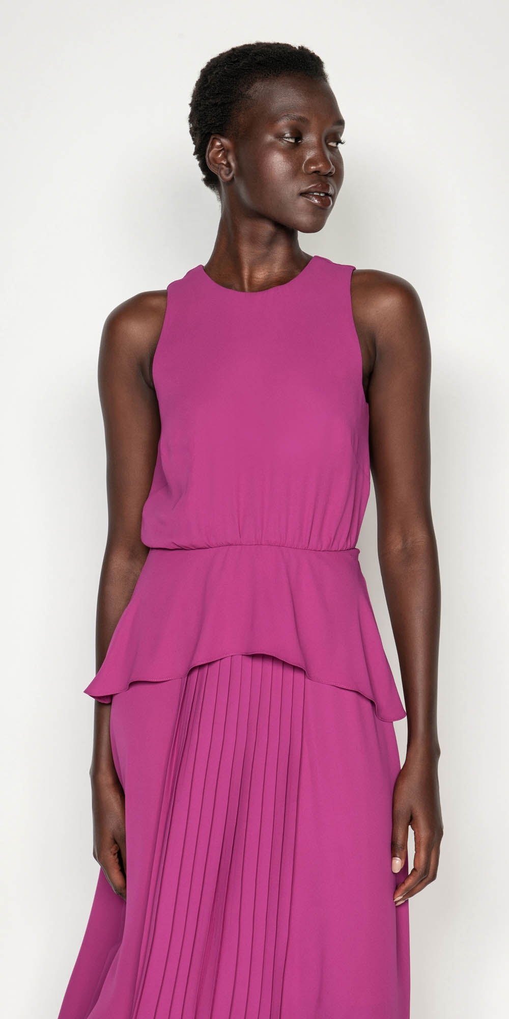 Fuschia Pleated Midi Dress | Buy Dresses Online - Cue