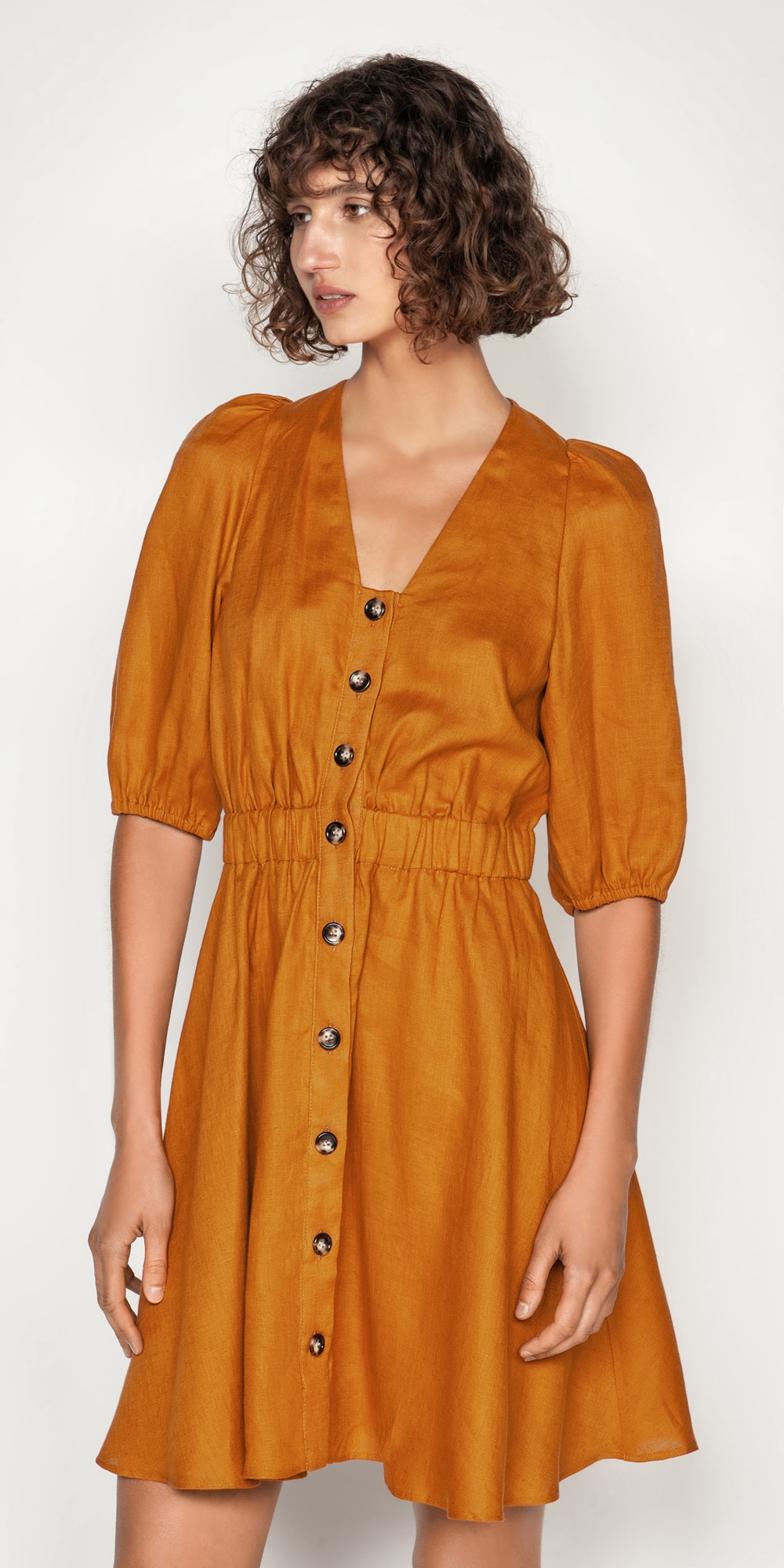 Linen Button Front Dress | Buy Dresses Online - Cue