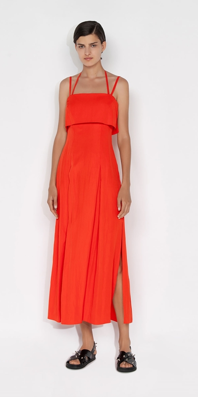 Dresses | Halter Side Split Dress | 268 Orange Flame
