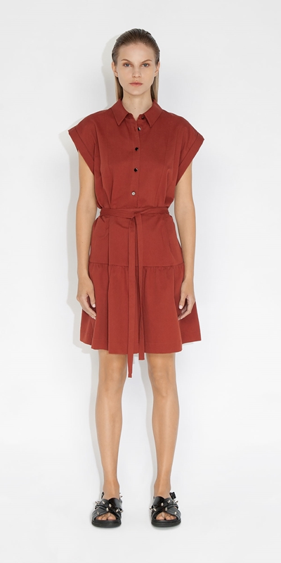 Sale | Cotton Shirt Dress | 285 Rust