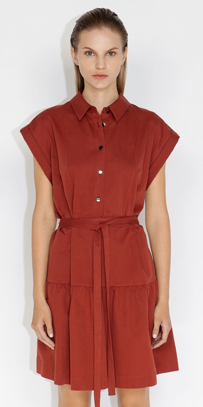 Dresses  | Cotton Shirt Dress | 285 Rust