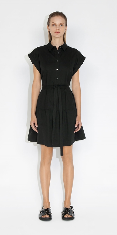 Sale | Cotton Shirt Dress | 990 Black