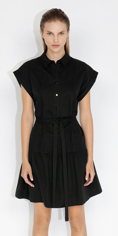 Sale  | Cotton Shirt Dress | 990 Black