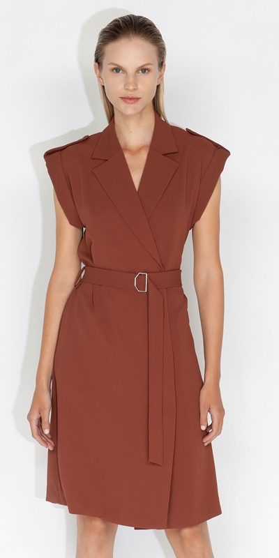 Dresses  | Back Cut Out Trench Dress | 851 Chestnut