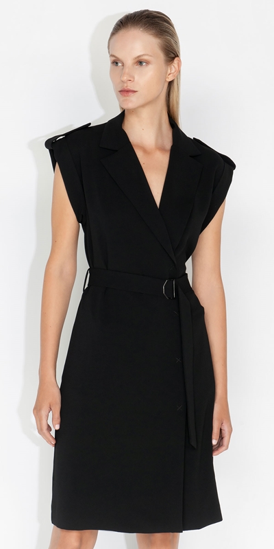 Dresses  | Back Cut Out Trench Dress | 990 Black