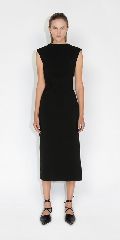 Dresses | Sculpted V Back Dress | 990 Black