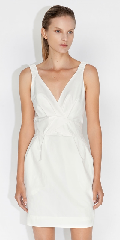 Dresses  | Recycled Nylon Twist Front Dress | 110 Off White