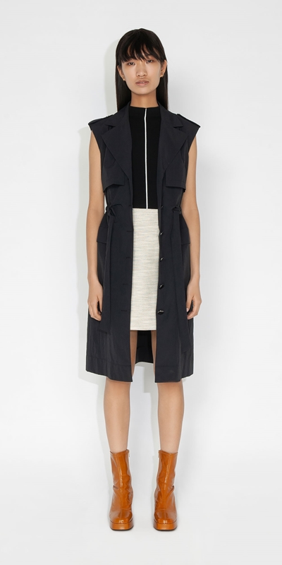 Cue Cares - Sustainable | Recycled Nylon Trench Dress | 990 Black