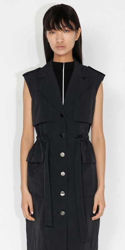 Sale  | Recycled Nylon Trench Dress | 990 Black