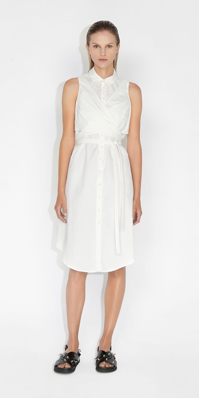 Dresses | Recycled Nylon Wrap Front Shirt Dress | 110 Off White