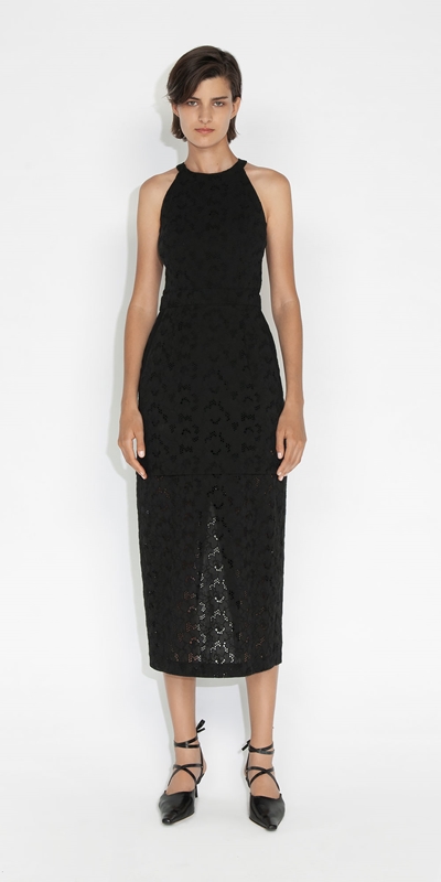 Dresses | Floral Broderie Column Dress | 990 Black