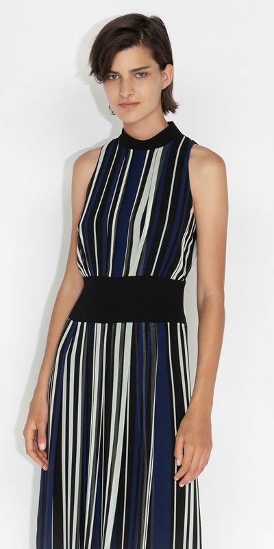 Made in Australia  | Cobalt Stripe Midi Dress | 983 Blue Black