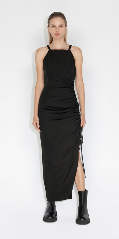 Dresses | Tech Ruched Dress | 990 Black