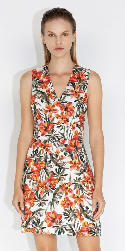 Made in Australia  | Summer Palms A-Line Dress | 280 Orange