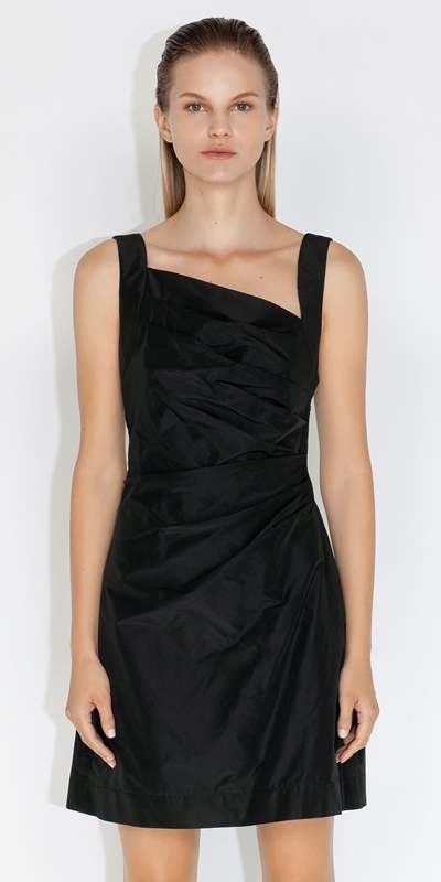Dresses | Tech Asymmetric Tucked Dress | 990 Black