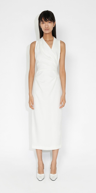 Sale | Asymmetric Draped Dress | 103 Ivory