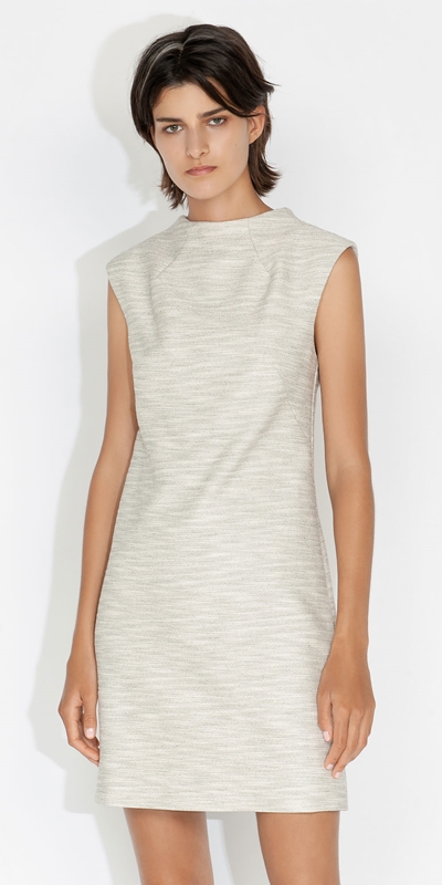 Made in Australia  | Linear Tweed Shift Dress | 989 Black/Cream