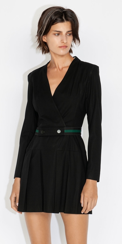Sale  | Pleat Hem Blazer Dress | 990 Black