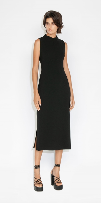 Dresses | Funnel Neck Midi Dress | 990 Black